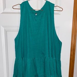 Free People Green ruffled top